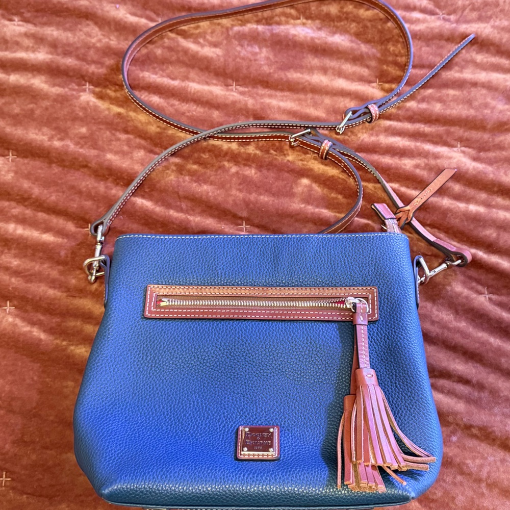 Dooney & Bourke Blue and Tan / Brown Crossbody Bag - Picture 1 of 9